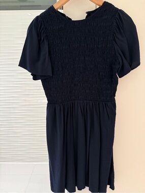 GAP Navy Smocked Mini Dress with Flutter Sleeves